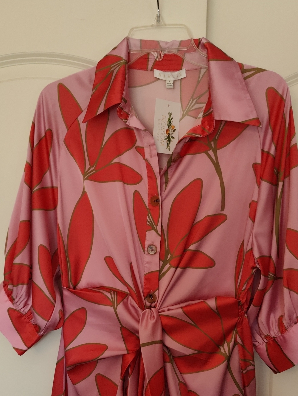 Karlie Palm Knot Shirt Midi Dress - Picture 3 of 11